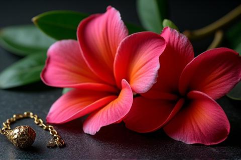 Exotic flowers and mythical artifacts representing mythology-inspired rituals